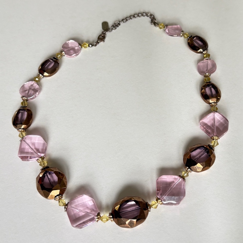 Vintage Glass Bead Necklace – Shades of Pink & Amethyst